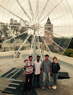 facilities-6 Students in front of Huge Plate Antenna