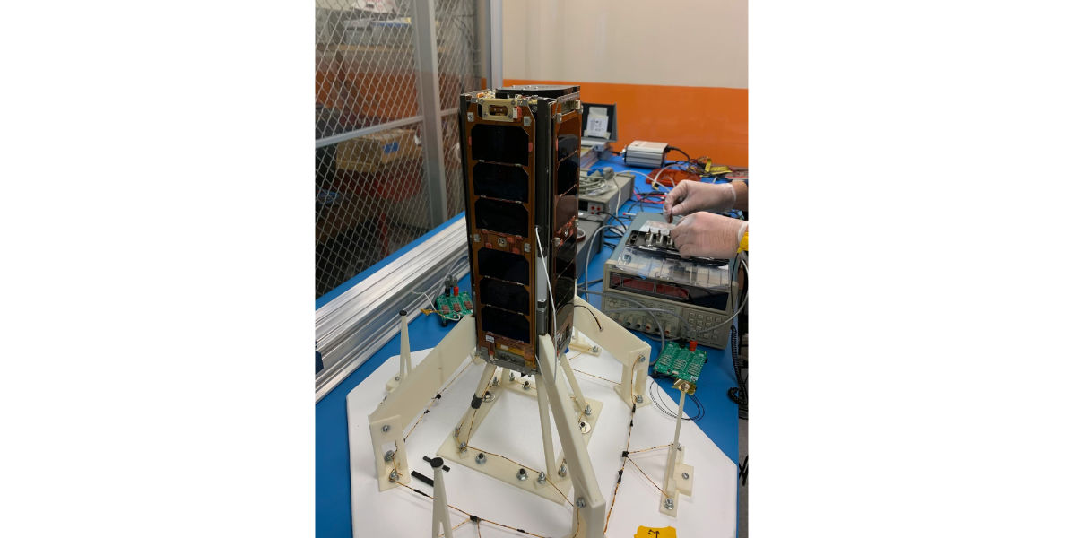 Satellite Standing Vertically on Table