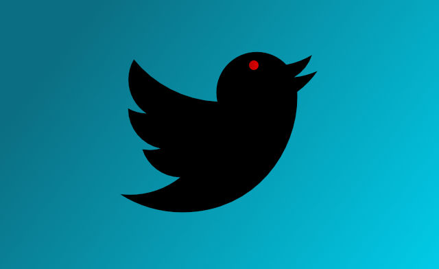 Original Twitter logo with red eyes and black bird