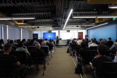 Vanessa Parli speaking to the guests