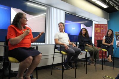 Yolanda Gil speaking at the panel