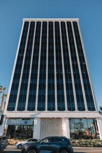 Close-up of the MDR building entrance